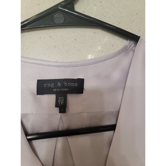 rag & bone Light Purple Victor Silk Long Sleeve Blouse Shirt Satin Cuff Hi Lo Xs - Picture 8 of 8